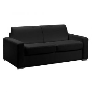 Image de Italian Spirit Canapé convertible ouverture rapido MASTER couchage 120cm matelas 18cm cuir vachette noir