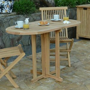 Teck'Attitude Table pliante ovale en teck Ecograde Manoï 120 x 60 cm pour balcon