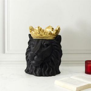 Image de Cac Pot Design "Lion Couronne" 39cm Noir Prix