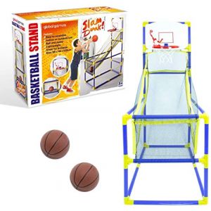 Global gizmos Panier de Basket-Ball pour enfants avec 2 balles et Pompe incluses - 86 x 46 x 139 cm
