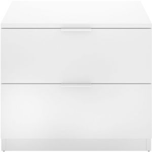 Pegane Table de chevet, table de nuit en bois avec 2 tiroirs coloris blanc - Longueur 50 x Profondeur 34 x Hauteur 46 cm