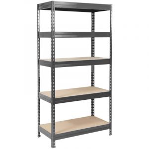 Image de &Eacute;tag&egrave;re m&eacute;tallique de Rangement renforc&eacute;e &agrave; Charge Lourde 5 &Eacute;tages Gris anthracite 220 x 90 x 60 cm Charge Max : 875 kg
