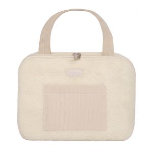 Trousse de maquillage suspendue polyester tissu teddy beige