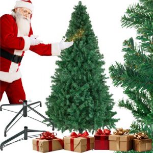 TecTake Arbre de Noël artificiel - Arbre de Noël artificiel fermé avec branches de pin flexibles et pliables et support en acier - 230 cm, 1346 aiguilles - Vert, idéal pour les décorations de Noël