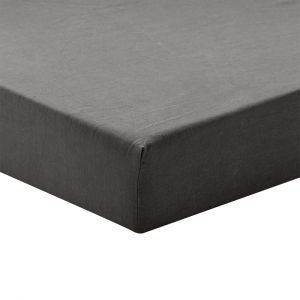 Drap housse uni en lin gris charbon 160x200
