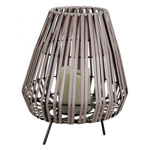 Tibelec Lampe de table solaire effet rotin led bc