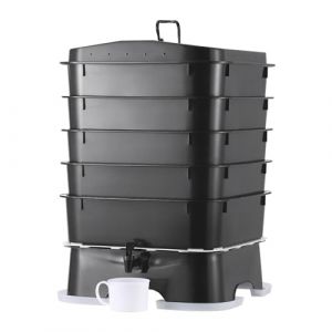 VEVOR Lombricomposteur à 5 Plateaux Composteur de Jardin 50 L Bac à Compost à Vers Extérieur Intérieur pour Recyclage Déchets Alimentaires Déjections de Vers Thé de Vers Lombriculture Lombricompostage