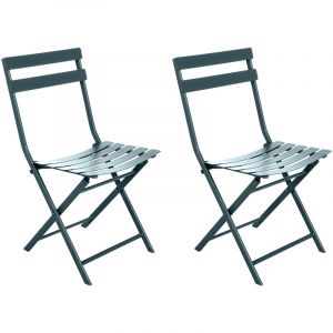 Hesperide Lot de 2 Chaises de jardin métal pliante Greensboro Bleu Canard
