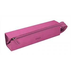 Rhodia Rama Trousse plumier 23 x 5 x 5 cm - simili cuir italien. - Fuchsia - Lot de 2