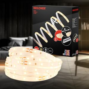 BRILONER - Pimp your Stripe Starter Set 2 m bande LED blanc chaud, interrupteur à câble, 3 m de câble, raccourcissable, auto-adhésif, bande LED, rétro-éclairage TV LED, jeux LED, bandes LED
