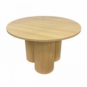 Oviala Table à manger moderne ronde 120 cm effet bois clair