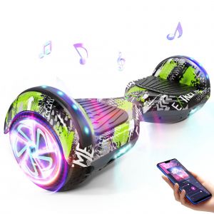 Sisigad Hoverboard 6.5'' Hy-A02c, Bluetooth + Lumi&egrave;re Led, Autonomie 7-8km, Vitesse Maximale 10km/H, Batterie 18v/2.6ah, Meilleur Cadeau Pour Les Enfants - Vert
