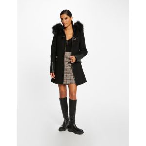 Morgan Manteau droit zippé à capuche noir femme - Taille 44