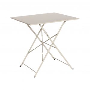 Table jardin carrée en acier thermolaqué, beige