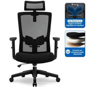 Chaise de bureau,Chaise de bureau ergonomique,office chair，Fauteuil de Bureau，siege bureau, Dossier Haut Inclinable