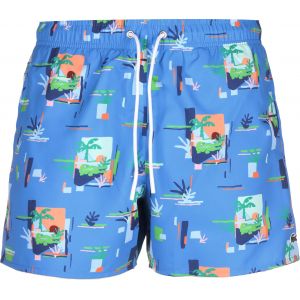 Lacoste Short de bain léger imprimé avec boxer intégré en résille Taille XL Bleu/blanc
