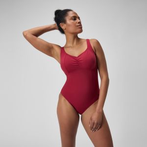 Speedo Maillot de Bain 1 Pièce Effet Galbant Aquanite, Vêtement Sculptant, Maillot de Bain pour la Plage et Les Vacances Maillot de Bain pour Femme, Rouge Basque, 32