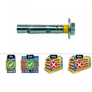 Apolo Mea 91080Dt15 - Ancrage métallique pour chemise avec cône expanseur Dnbolt Vis Dt, diamètre 10-L M8X80, zingué, 15 unités