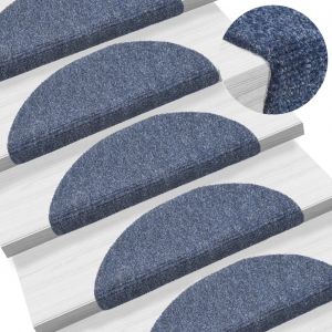 VidaXL Tapis autoadhésifs de marches 5 pcs Bleu 54x16x4 cm Aiguilleté