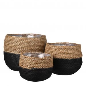 Mica Decorations Panier à plantes Jorck - Lot de 3 - H24 x Ø26 cm - Noir