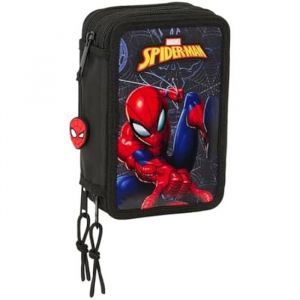 Safta Spiderman Attack - Trousse Scolaire avec 37 Outils Inclus, Trousse pour Enfant, id&eacute;ale pour Les Enfants de 5 &agrave; 14 Ans, Confortable et Polyvalente, qualit&eacute; et r&eacute;sistance, 12,5 x 5,5 x 19,5 cm,