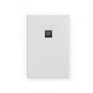 Image de Swiss Aqua Technologies Alek Receveur de douche rectangulaire 100x90 cm avec siphon, en marbre coul&eacute;, Blanc (SATALEK10090B-S)