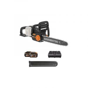 Worx NITRO - Tronçonneuse Brushless sans fil - 2x20V - 4Ah - WG385E.9 (Livrée sans batterie ni chargeur, coupe 40 cm, vitesse 18m/s, autolubrification et tension auto, capot de protection et chaine)
