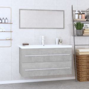 VidaXL Ensemble de meubles de salle de bain 3 pcs Gris béton