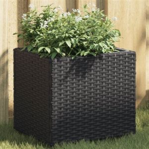 VidaXL Jardinière noir 36x30x32 cm résine tressée, jardinière d'extérieur, bac à fleurs, bac à tomates, jardinière de terrasse, bac à pommes de terre