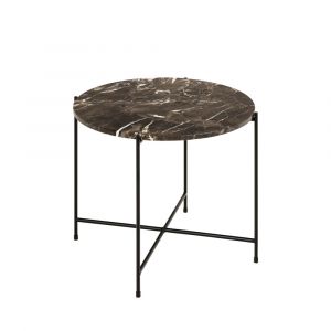 DRAWER Table d'appoint ronde en marbre D52cm marron