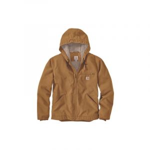 Carhartt Relaxed Fit Washed Duck Sherpa-Lined Jacket Vêtements d'extérieur Utilitaires de Travail, Marron, L Homme