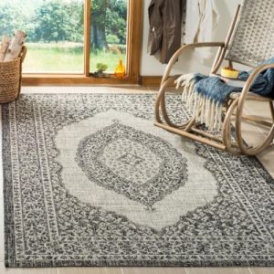 Safavieh Amira Grand Tapis de Salon rectangulaire pour Une Utilisation en intérieur, Polypropylène, Gris Clair/Noir, 120 X 180 cm