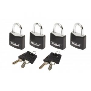 Image de Master Lock Lot de 4 cadenas à clé aluminium, l.20 mm