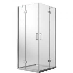 Parois cabine de douche angulaire ouv. pivotante verre transparent avec easy-clean h. 190 mod Flip porte + porte 70X70 cm