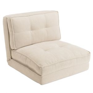 Macabane Angele - Chauffeuse convertible 1 place en tissu couleur écru