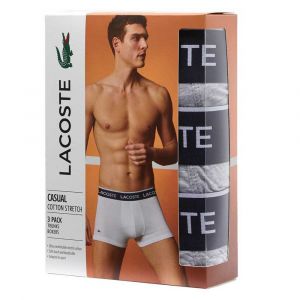 Image de Lacoste Boxer - 5H3389 - Homme, Lot de 3, Gris (Argent Chine), L