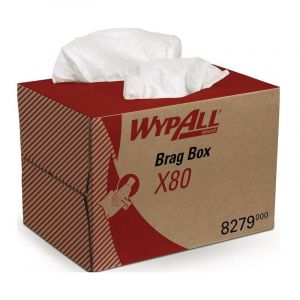 Wypall Chiffons de nettoyage X80 Power Clean 8279 – Chiffons réutilisables – 1 boîte BRAG de 160 chiffons absorbants blancs