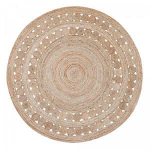 Unamourdetapis - Tapis rond tissé main diametre 120 jt rondi beige, tapis jute artisanal