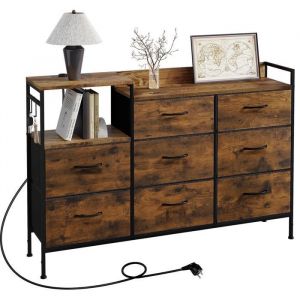 WOLTU Commode à 8 Tiroirs en Métal et Bois d'Ingénierie E1.?30 x 132 x 88 cm. Commode Tiroirs en Tissu et Crochets. pour Salon. Chambre à Coucher.