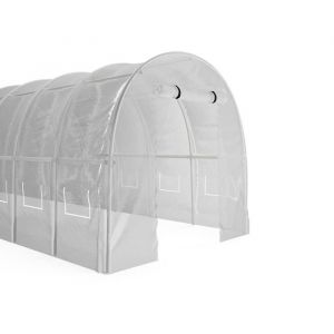 Serre tunnel avec structure en acier 12 m² - L300 x l400 x H200 cm - Blanc - IPOMEA