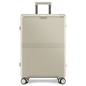 ONYX Hybrid Pro Check-in Suitcase Medium 70 Litres - Polycarbonate recycl&eacute; et design sans fermeture &eacute;clair - Valise de voyage avec serrure TSA et roues pivotantes - Trolley l&eacute;ger avec compartiment pour ordinateur portable - Blanc ivoire
