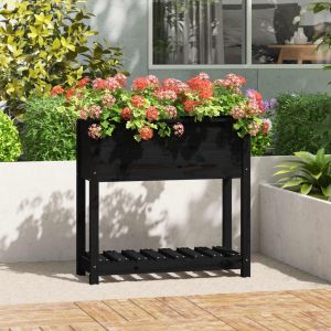 VidaXL Jardinière avec étagère Noir 82,5x34,5x81 cm Bois massif de pin