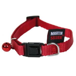 Martin Sellier Collier pour chat - nylon uni rouge (20/30cm x 10mm)