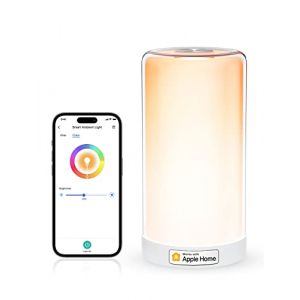 Image de Veilleuse LED Connectée WiFi, Lampe de Chevet Intelligente Compatible avec Apple HomeKit, Alexa, Google Home et SmartThings, Lampe de Nuit Multicolore Dimmable avec RGB, Blanc Chaud et Blanc Froid