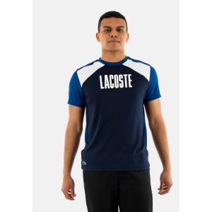 Lacoste T-shirt Sport Colour-Block manche courte bleu marine blanc - S