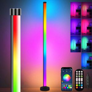Rosnek - Lampadaire led sur Pied d'Angle rgb 16M Couleurs,Contrôle App/Telecommande,Synchronisation Musicale, pour Salon/Fête