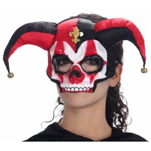 Ruedelafete Masque Harlequin Skull avec grelots luxe