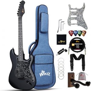 Guitare &eacute;lectrique Winzz ST Poplar Noir - Mat&eacute;riaux de qualit&eacute; son &eacute;quilibr&eacute;