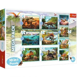 Trefl 1, 10, 20 &agrave; 48 El&eacute;ments-Puzzles, Diff&eacute;rents Niveaux de Difficult&eacute;, Divertissement, pour Les Enfants &agrave; partir de 4 Ans, 90390, Triff All Dinosaures, 0