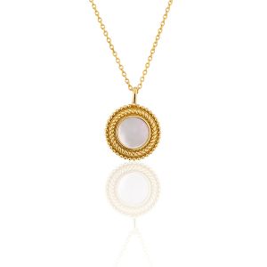 Cleor Collier pour femme en Plaqué Or serti de nacre - 0.005 g - taille : 423CM - Z0161997